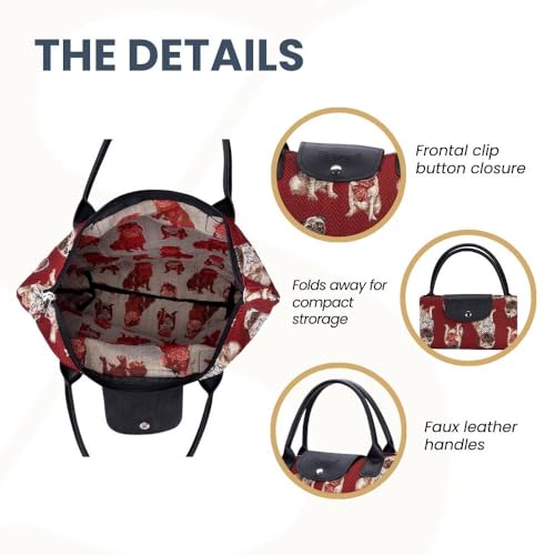 Pug Signare Reusable Foldable Tote Bag Eco-Friendly Grocery Shopping Bag