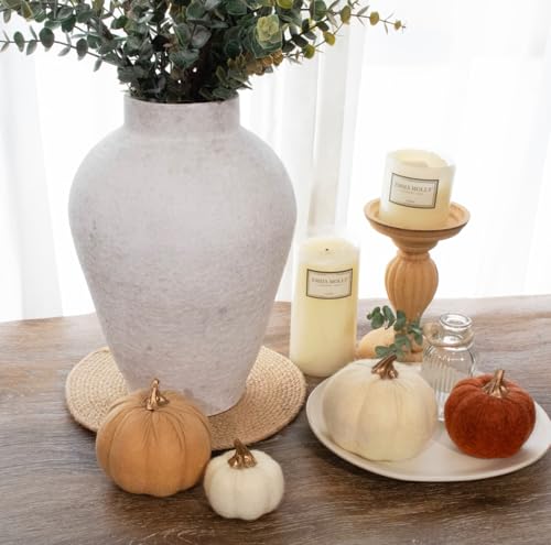 12-Piece Fall Pumpkin Decor Set - Felt Artificial Pumpkins for Autumn and Thanksgiving