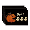 Black Rectangular Halloween Ghost Placemats Set of 4 - 12 x 18 Inches