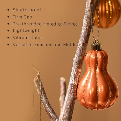 Fall Tree Ornaments Set - 35 Shatterproof Pumpkins & Harvest Decorations