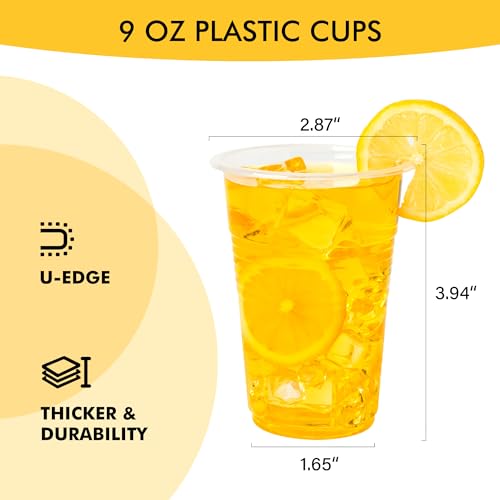 Disposable Plastic Cups 9 oz Bulk Pack - Clear Party Cups for Weddings & Events - 2000 Pack