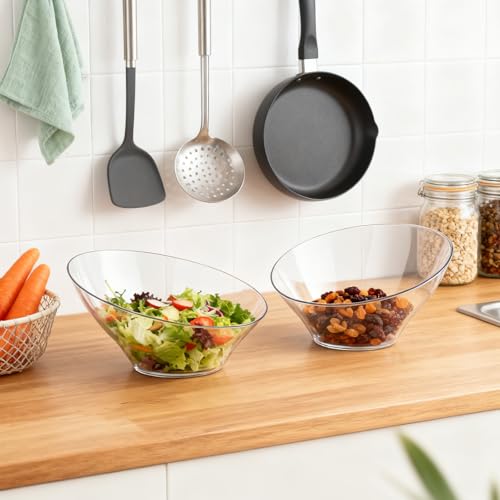 20 Oz Clear Plastic Party Bowls - Pack of 20, Food-Grade, Reusable & Disposable
