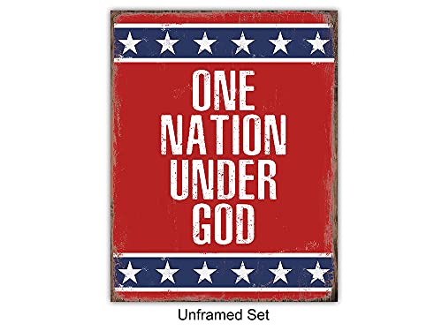 American Flag Wall Art - Patriotic & Religious Decor for Home & Office