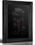 Wonjizdon Vintage Gothic Black Rose Canvas Wall Art 11x9 Inches - Framed