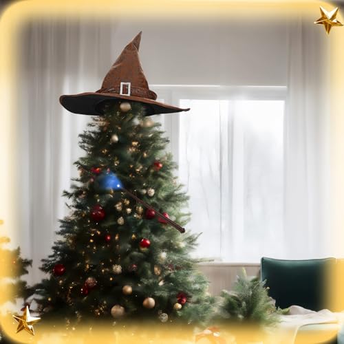 Magical Wizard Hat Christmas Tree Topper & Light Up Wand Set