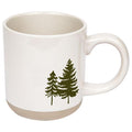 Green Trees Coffee Mug - 14oz Holiday Stoneware Cup, Microwave & Dishwasher Safe, Festive Winter Gift