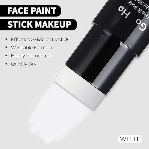 Face Paint Stick White & Black Full Coverage Washable Halloween Cosplay SFX Makeup - Variation: White + Black