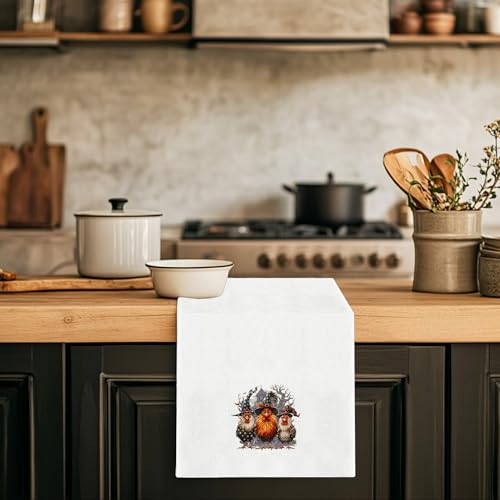 Rooster Halloween Kitchen Towels - Chicken Rooster Decor, White, 16x24 Inch