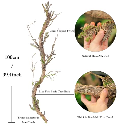 2 Pack 39-Inch Bendable Faux Wood Branches Moss Tree Trunk Wall Decor