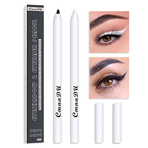 Black & White Eyeliner Pencil Set with Sharpener - Waterproof, High Pigment, Quick Dry