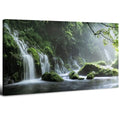 Forest Waterfall Canvas Wall Art - 57.8" x 30" Green Forest Nature Landscape Painting for Living Room & Bedroom - Waterfall Water Scene Wall Decor