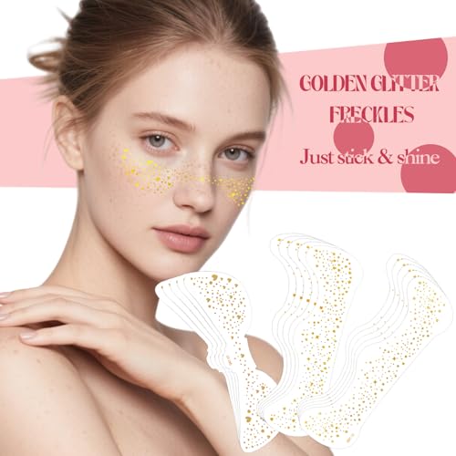 Gold Glitter Freckles Face Tattoo Set Waterproof & Skin-Friendly