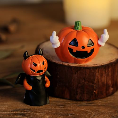 Halloween Miniature Figurines Set - Resin Pumpkin Ghost Witch Decorations - Variation: Pumpkin / Standard