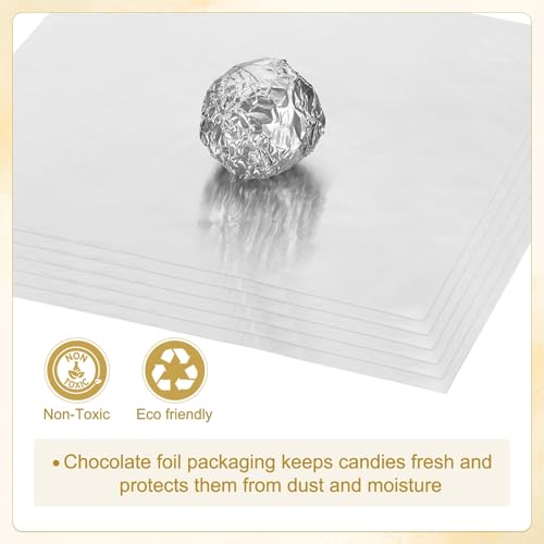 Silver Foil Candy Wrappers 3.5x3.5 Inch - 200 Pcs Square Aluminum Wraps for Chocolate & Snacks