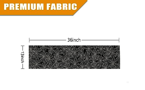 Halloween Table Runner Spider Web Black Linen 13x36 Inch for Holiday Decor