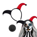 Halloween Clown Headband and Nose Set - Black Red, Medium - Costume Accessories