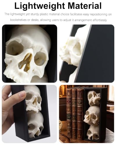 Gothic Triple Skull Bookend - Dark Home Decor for Bookshelf & Shelf Display