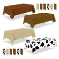 Cow Print Brown Plastic Tablecloth - 12 Pack, 54x108 Inches, Western Theme, P05
