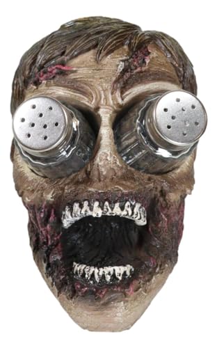 Gory Zombie Head Salt and Pepper Shaker Set Halloween Decor 5.5"