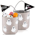 Halloween Boo Basket Trick or Treat Basket Set - Beige, 2 Pcs with Flags