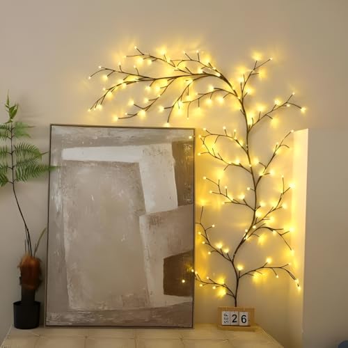 Brown Enchanted Willow Vine Room Decor: 7.5Ft Fairy Lights with Remote Control - 2 Pack
