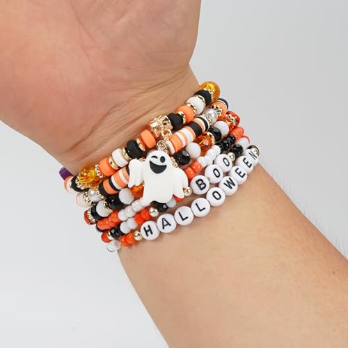 Halloween Friendship Bracelets with Ghost Pumpkin Beads - Color 20