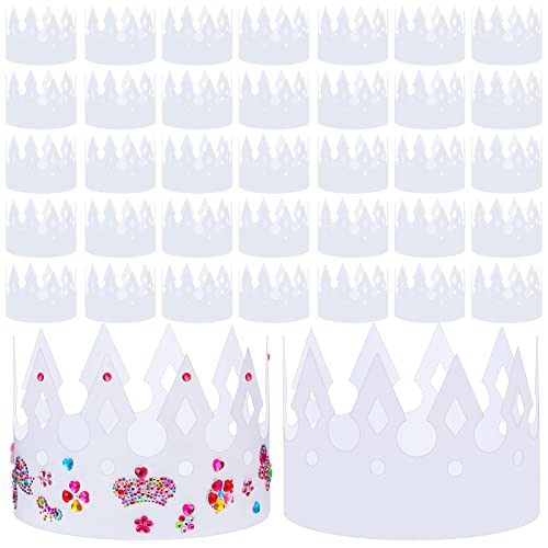 Kids White Paper Crowns for DIY Party Hats - 200 Pack