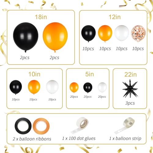 141pcs Orange Black and White Balloon Garland Kit for Party Decor - Variation of THIS listing