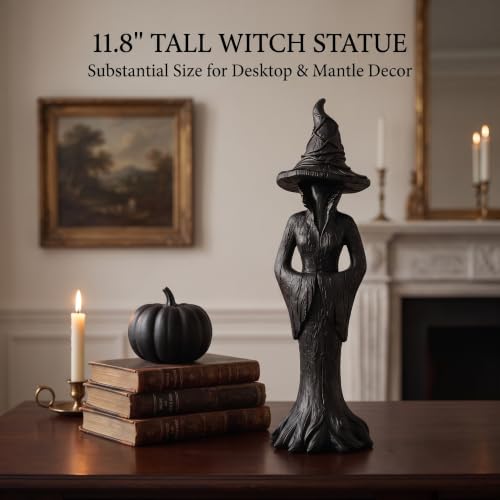 Gothic Halloween Witch Statue - 11.8-Inch Resin Fantasy Decor Figurine