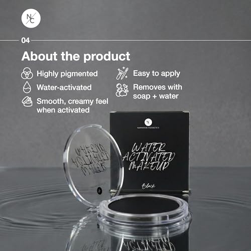 Water-Activated Body & Face Paint - Highly Pigmented, Long-Lasting Black 0.70 oz