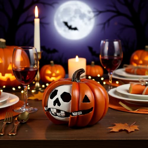 Halloween Resin Jack O Lantern Figurine - Outdoor & Indoor Pumpkin Decor