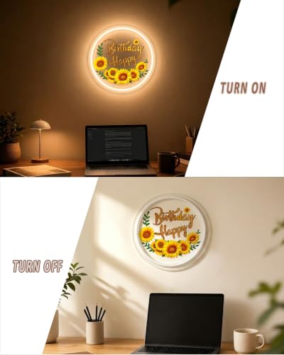 Sunflower LED Neon Sign - Birthday Party Wall Decor, Yellow Sunflower Variation