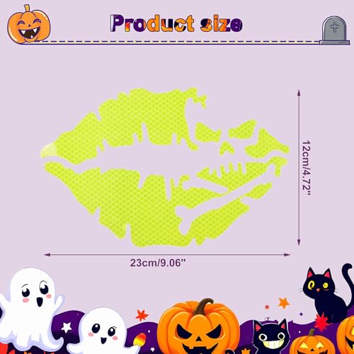 Halloween Car Lip Decals Green Skull Lips Stickers for Vehicle Window Wall 1 Pcs