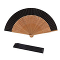 Black Handheld Foldable Fan for Women Vintage Bamboo Silk Wedding & Dance