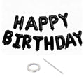 Black 16in Happy Birthday Balloons Banner for Party Decorations