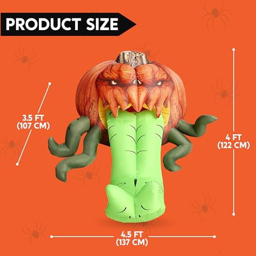 Inflatable Pumpkin Car Decoration with LED Lights - Halloween Trunk or Treat Scene Set