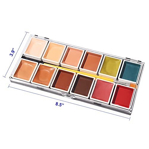 Alcohol Activated Makeup Palette - 12-Color FX Makeup for Halloween, Base Colors