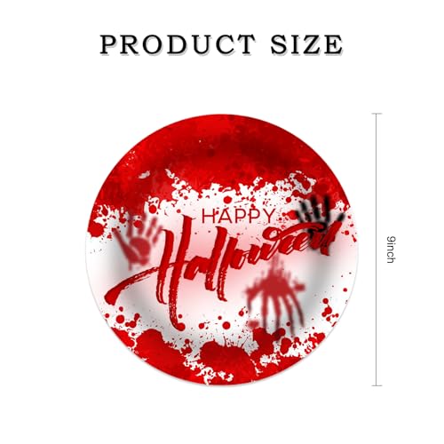 Halloween Bloody Handprint Paper Plates 9 Inch - Disposable Party Tableware (32 Pack)