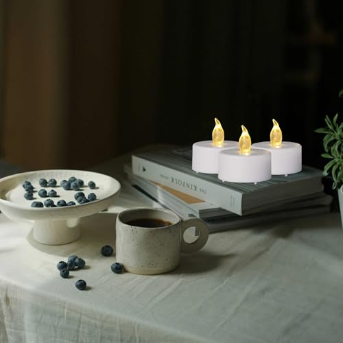 50 Pack Flameless LED Tea Light Candles with Remote Control - Warm Yellow, Flickering, Long Lasting Battery Operated for Halloween & Holiday Decor - Variation: WarmYellow-Remote