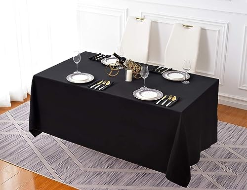 Black Rectangle Tablecloth 90x132 Inch - 5 Pack for Banquets & Events - Variation: Black / 90" x 132"