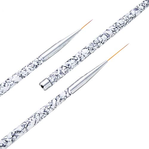 Nail Art Liner Brush Set - 3 White Fine Striping Brushes for Short Strokes & Details