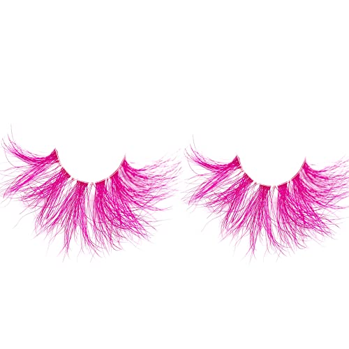 Pink 25mm 3D Mink Fake Eyelashes - Dramatic Wispy False Lashes for Halloween & Cosplay
