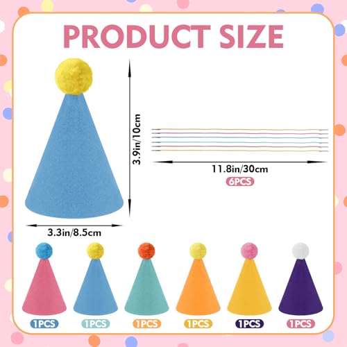 Colorful Mini Party Hats for Dolls, Pets, & Stuffed Animals - 6 Pack