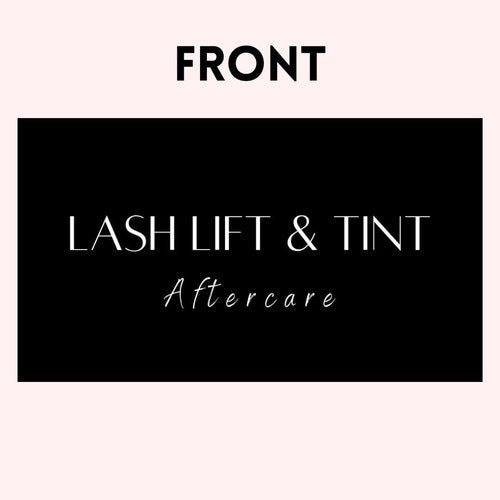 Lash Lift and Tint Aftercare Card | 50 Pack | 2x3.5 Inch Business Card Size | Lash Lift and Tint, Black & White Simple Design with Illustration & Instruction