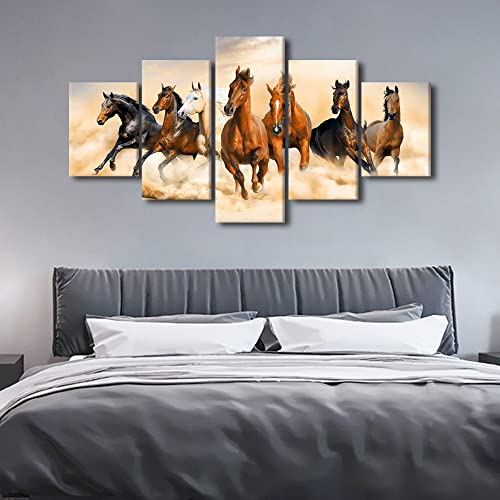 Running Horses Canvas Wall Art - 60x32 Inches Modern Landscape Prints - Framed & Ready to Hang - Variation of Artwork-15