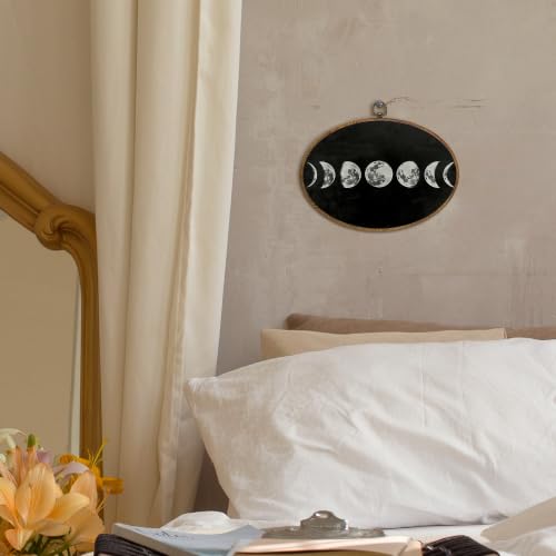 Moon Phase Oval Wall Art Decor - Celestial Canvas Artwork for Home & Bedroom