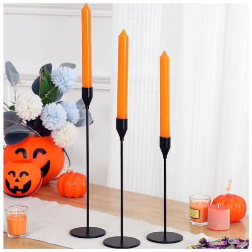 Matte Black Candlestick Holders Set - 3 Pack, 9-13 Inch Modern Table Decor