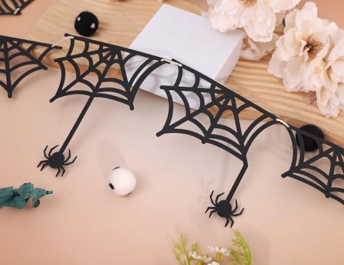 Halloween Spider Web Banner Garland - Black Spider Decoration - Spider Variation