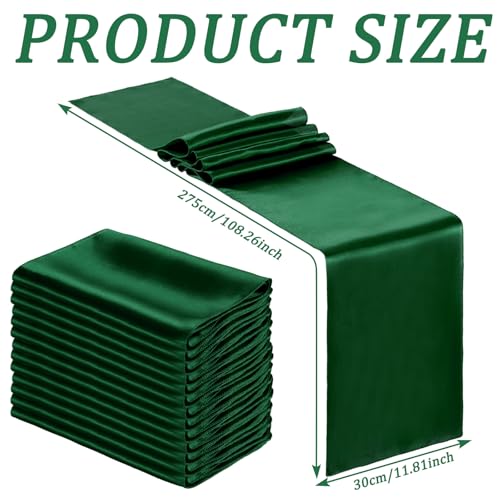 Dark Green Satin Table Runner Bulk 24 Pcs - 12 x 108 Inches - Variation of THIS listing