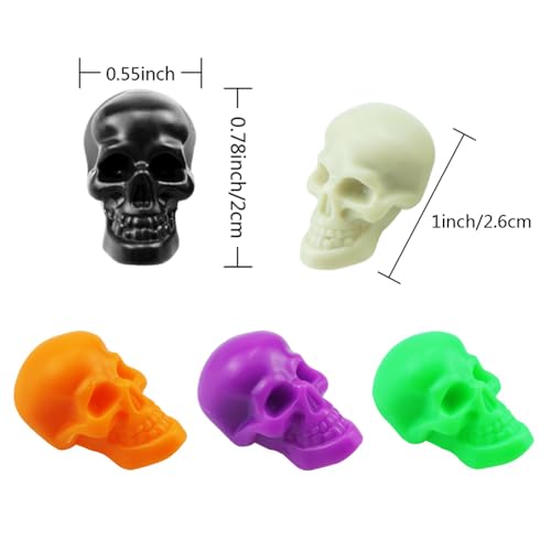 Mini Plastic Skull Decor - Halloween Skeleton Heads for Crafts & Party Decorations